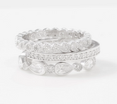 Diamonique Sterling Silver Set of 3 Stackable Rings Size 9